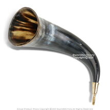 13” Odin’s Ravens Huginn Muninn Design Drinking Cow Horn Bos Taurus with... - $26.71