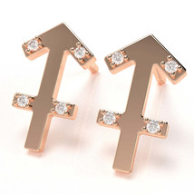 Sagittarius Zodiac Sign Diamond Earrings In Solid 14k Rose Gold - £200.73 GBP