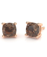 Smoky Quartz 5mm Cushion Stud Earrings in 10k Rose Gold - $4,260.19 MXN