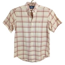 Ralph Lauren Plaid Mens Shirt L Hand Woven Cotton Button Up Short Sleeve Pastels - £31.02 GBP