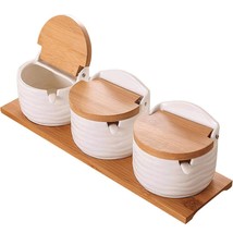 Porcelain Condiment Jar Spice Container With Tray Ceramic Serving Spoon ... - £34.32 GBP