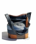 Upcycled Patchwork Denim Crossbody Bag: Handmade Jeans Purse - $2,852.52 MXN
