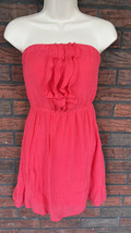 Strapless Halter Sundress XS Coral Ruffle Detail Fully Lined Elastic Waist - £6.07 GBP