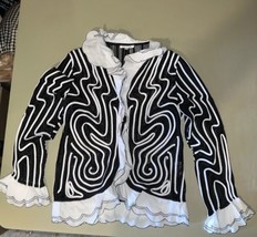 Obstinee Top Black &amp; White Stripe Sheer With Zipper Closure Women’s 12 - $49.50