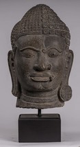 Antique Khmer Style Grey Stone Yaksha &amp; Yakshaswaroop Shiva Head  - 48cm/19&quot; - £3,541.85 GBP