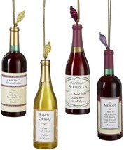 Kurt Adler Acrylic Wine Bottle Christmas Ornaments - Set of 4 - 4 Inches - £17.08 GBP