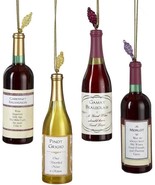 Kurt Adler Acrylic Wine Bottle Christmas Ornaments - Set of 4 - 4 Inches - £17.11 GBP