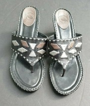 NURTURE THONG Sandals Black Gray Silver Size 11 - £24.64 GBP