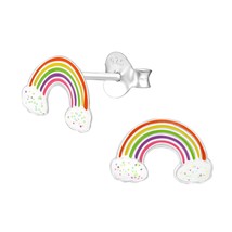 Rainbow 925 Silver Stud Earrings - £10.99 GBP