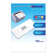 Unistat Laser/Inkjet/Copier Label 100pk - 1/sheet - £45.32 GBP
