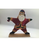 Hand Carved Wood Santa Folk Art Figurine Star Shape Christmas Holiday De... - €12,74 EUR