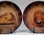Two Home Interiors Decorative Lion Plates 8 1/2&quot; Nature Animal #11716 Da... - £18.74 GBP