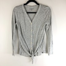 Ann Taylor Loft Cardigan Sweater Tie Front Lightweight Cotton Blend Gray XS - £6.12 GBP
