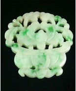 Antique Old Genuine Jadeite Emerald Jade Pendant Netsuke flower ~ AUSPICIOUS - $133.99