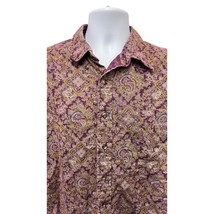  Vintage Field Gear Paisley Shirt L 100% Cotton Purple Gold Retro Y2K - $36.09