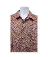  Vintage Field Gear Paisley Shirt L 100% Cotton Purple Gold Retro Y2K - $36.09