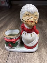 Little Luvkins Kissing Mrs. Santa Claus Ceramic Tea Lite Candle Vintage 1976 - £12.57 GBP