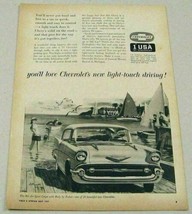 1957 Print Ad Chevrolet Bel Air Sport Coupe Chevy at Boat Launch - $11.70