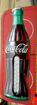 VINTAGE large Coca  Cola Embossed Bottle Thermometer Sign  - £197.83 GBP