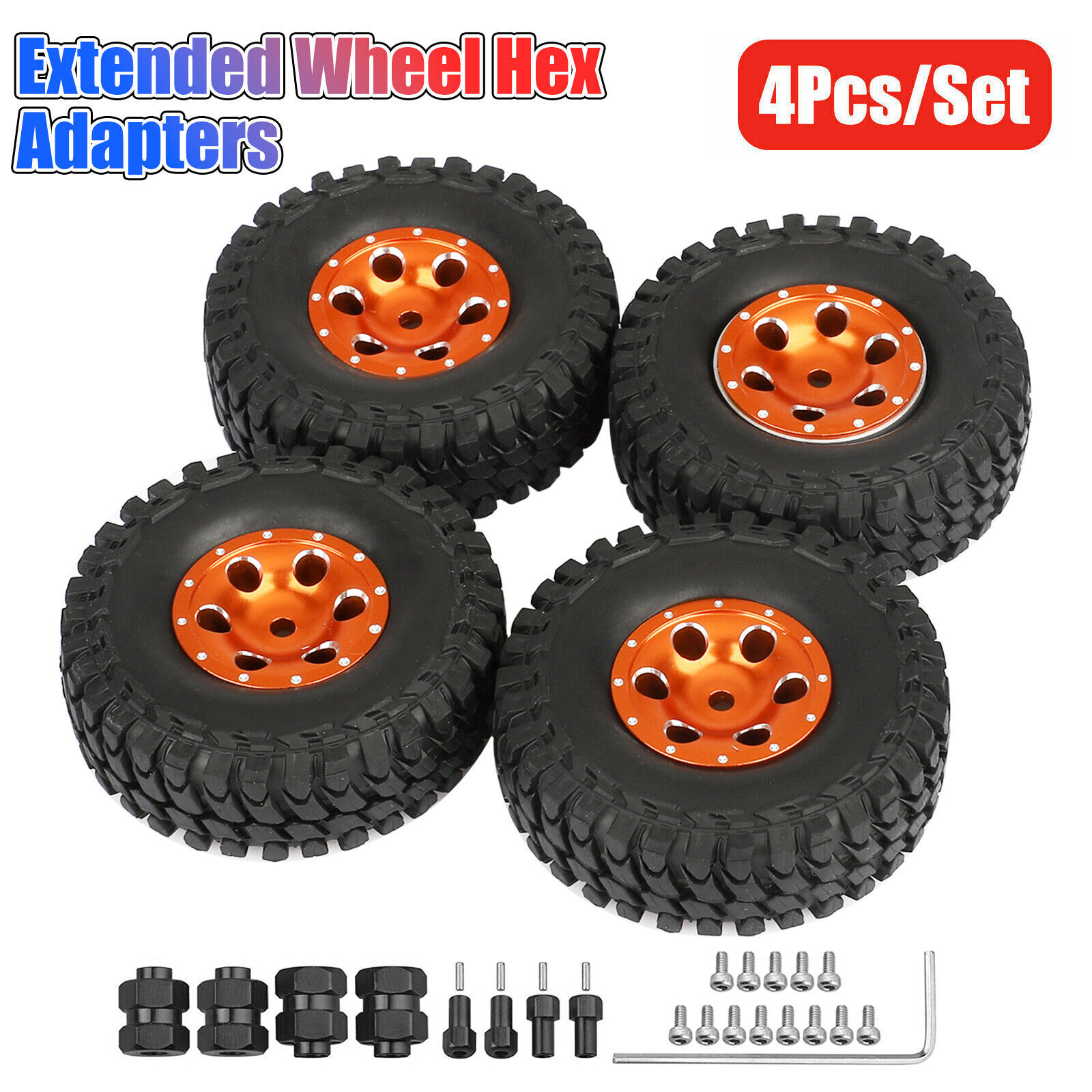 Primary image for 4X Rubber Tires Lock Wheels Rims for 1/24 Axial SCX24 90081 RC Crawler Car Truck