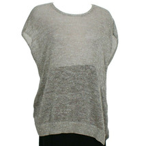 Eileen Fisher Moon Gray Sparkle Linen Blend Web Tunic Sweater Top Xs - £86.19 GBP