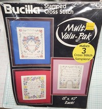 Bucilla Stamped Cross Stitch Multi 3 Valu-pak &quot;Inspirational&quot; Sampler No. 64182 - £30.80 GBP