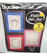 Bucilla Stamped Cross Stitch Multi 3 Valu-pak &quot;Inspirational&quot; Sampler No... - £30.93 GBP