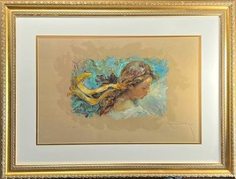 Royo El lazo Amarillo Fm Serigraph on paper on Board Woman Curly Hair - £925.04 GBP