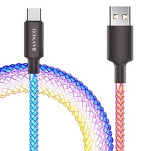 Usb Type C Cable, 5Ft Led Rgb Light Gradual Usb A To Type C Charger Cord 66W Fas - £25.15 GBP