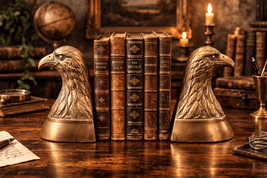 Vintage Brass Eagle Bookends – Sculptural Mid-Century Library Decor - $146.02