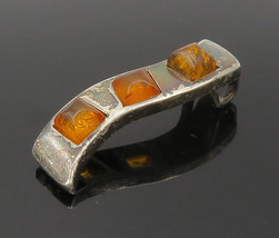 925 Sterling Silver - Vintage Cabochon Cut Amber Dark Tone Pendant - PT13154 - £29.04 GBP