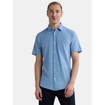 George Men&#39;s Short Sleeve Knit Button Front Shirt 2XL (50/52) Blue Ash New - $18.99