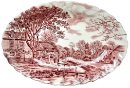 Johnson Bros Since 1883 Antique Oval Red White Historic Serving Dish 8x5... - £35.17 GBP