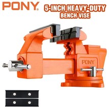 PONY Bench Vise 5-in Heavy-Duty Utility Combination Pipe Vise Swivel Bas... - £120.34 GBP