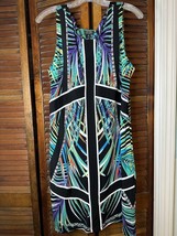 NICOLE MILLER Black White Multicolor Abstract Dress XL Sleeveless Women Dress - £10.53 GBP