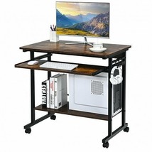 Home Office Computer Desk Cart with Pull-out Keyboard Tray-Rustic Brown - Color: - $2,805.08 MXN