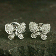 Aretes de diamantes de mariposa VVS1 de corte redondo de 0,50 quilates con... - £74.58 GBP