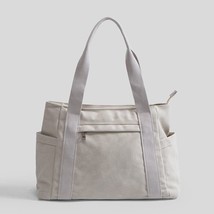 A4 Blank Female Shoulder Canvas Bag Large Women Canvas Tote Bag with Zipper Chin - £46.64 GBP