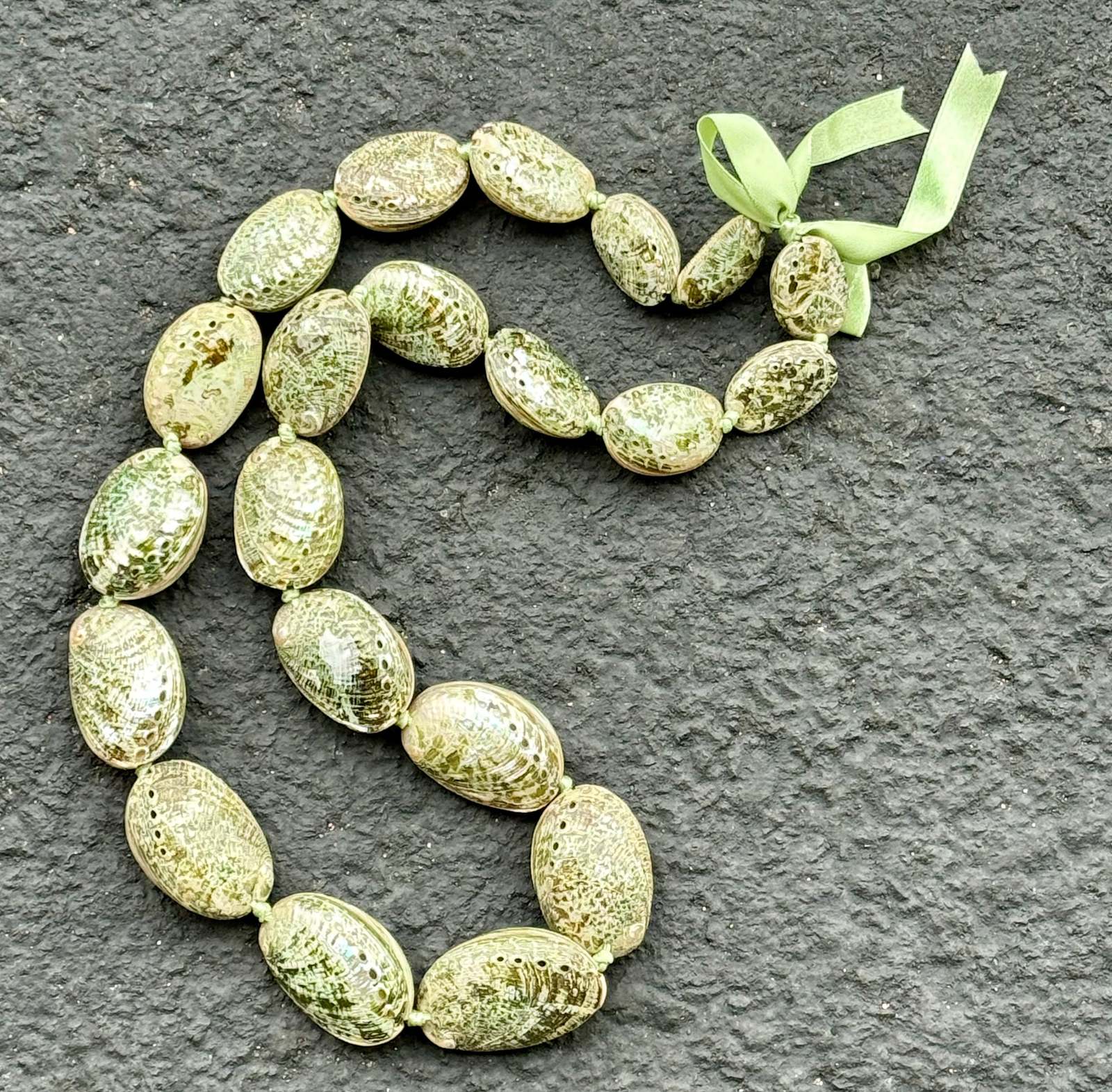 da Hawaiian Store Genuine Green Paua Abalone Shell Lei Necklace - $28.98