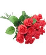 Dozen Handmade PU Artificial Red Rose Flower Bouquet for Wedding Bouquet... - $19.79