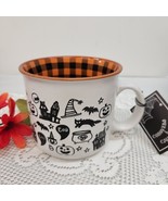 Coffee Mug Halloween Trick Or Treat Witch Hat Bats BOO Black Cats Orange... - £11.43 GBP