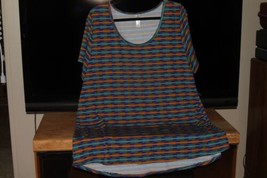 Lu La Roe Shirts (New) Classic T - Blue, Green &amp; Orange Feathered Stripe - Sz 3XL - £29.98 GBP