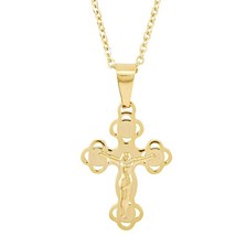 St. Benedict Crucifix Necklace Pendant Gold Color Catholic Christian Jew... - £10.23 GBP