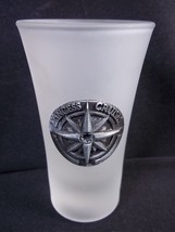 Souvenir frosted tapered shot glass Princess Cruises compass pewter logo - $5.90