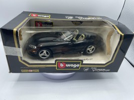 Burago 1993 Dodge Viper RT/10 1:18 Scale Die-Cast Black Car Open Box - $11.39