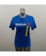 Reebok V Neck T Shirt Women&#39;s Size Small Blue Short Sleeve Cotton Short ... - $7.92