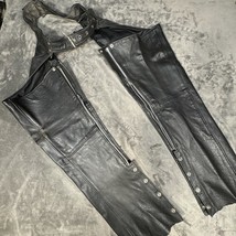 Leather King Genuine Leather Biker Chaps Size LARGE Black Leather, Zippe... - €26,24 EUR