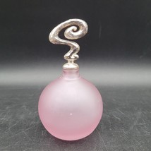Frosted Pink Amethyst Round Ball Shaped Perfume Bottle w/Metal Stopper - $14.84