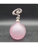 Frosted Pink Amethyst Round Ball Shaped Perfume Bottle w/Metal Stopper - $14.84