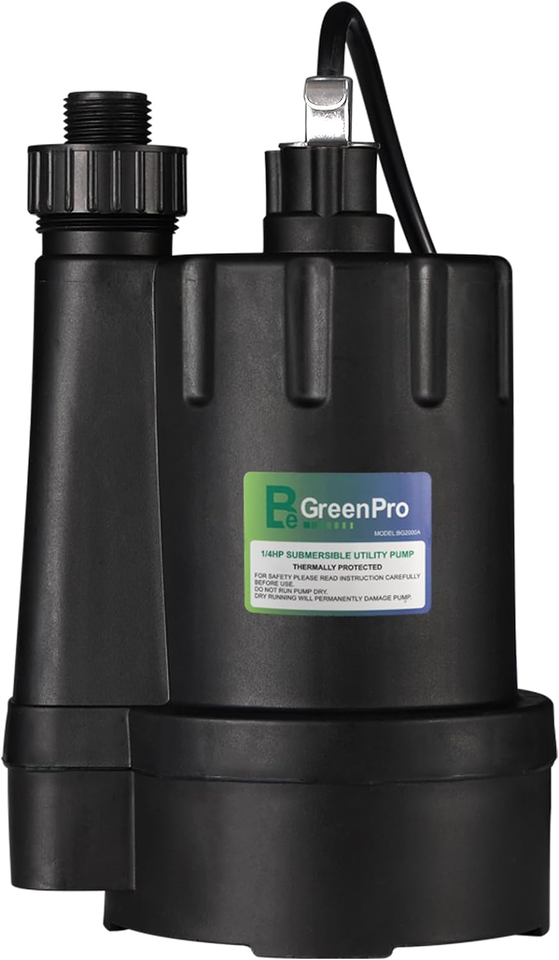 Submersible Utility Pump, 1/4HP Thermoplastic Sump Pump High Flow 2000GP... - $78.21